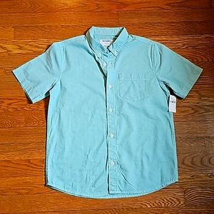 Boys Old Navy NWT L short sleeved cotton button-down light sage